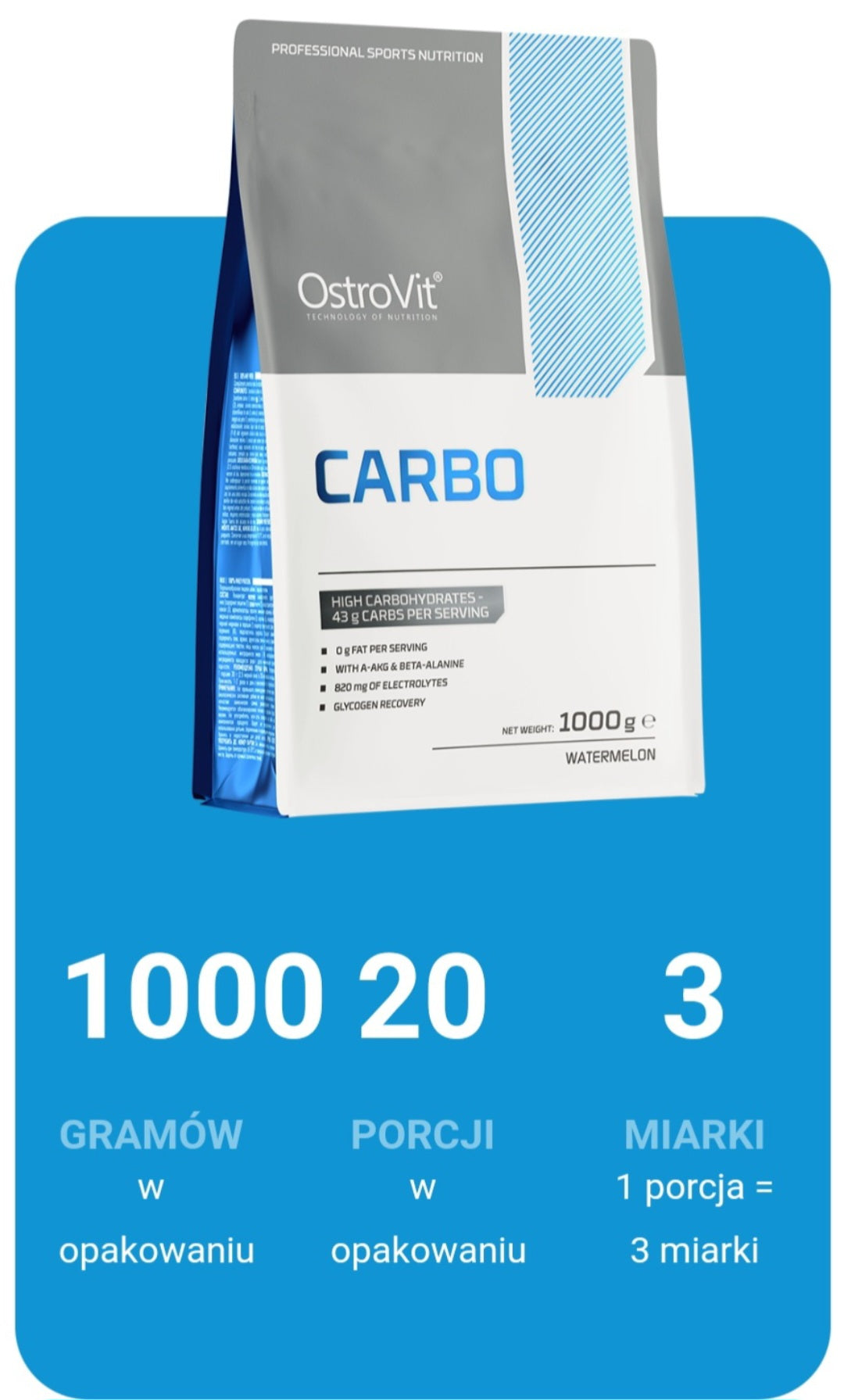 CARBO OSTROVIT PREMIUM 1000G SMAK ARBUZOWY