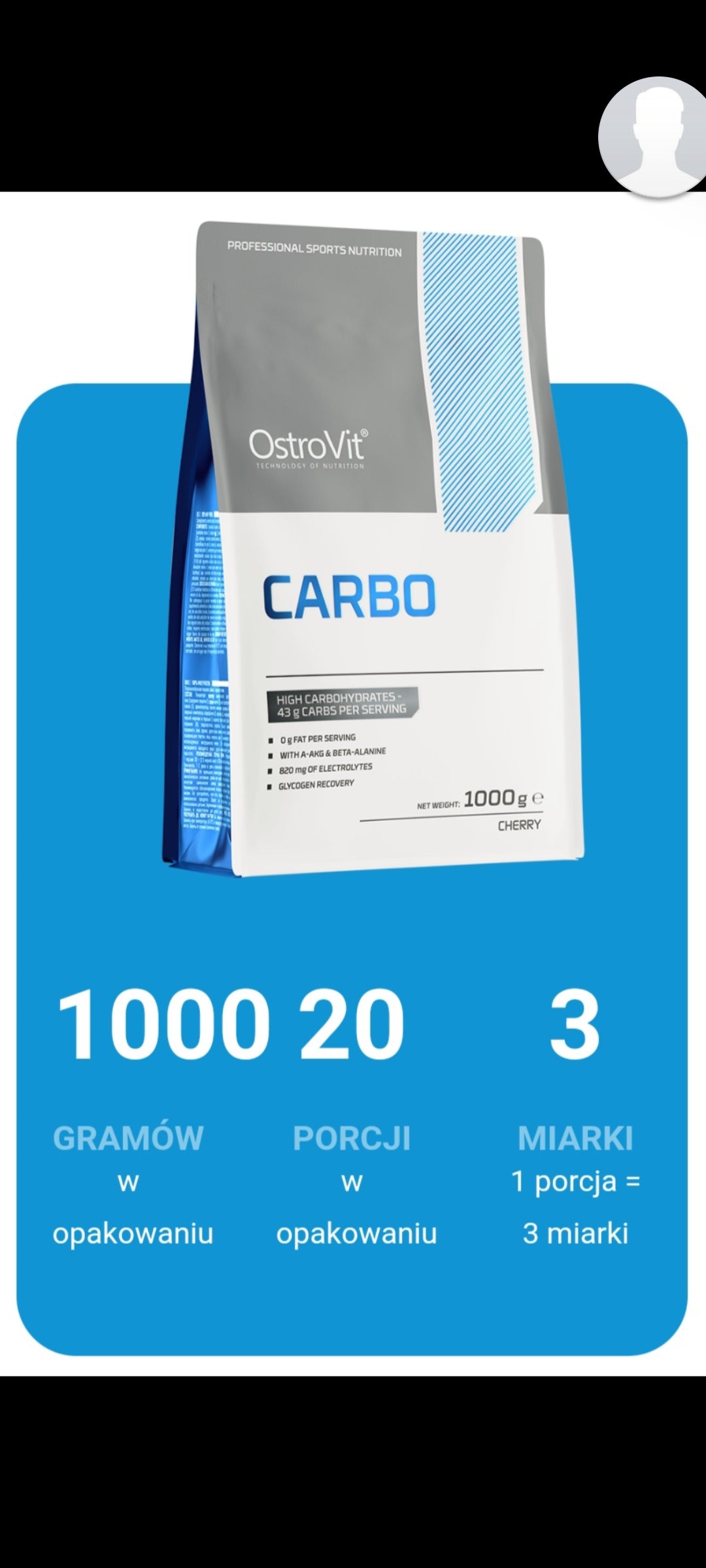 CARBO OSTROVIT PREMIUM 1000G SMAK WIŚNIOWY